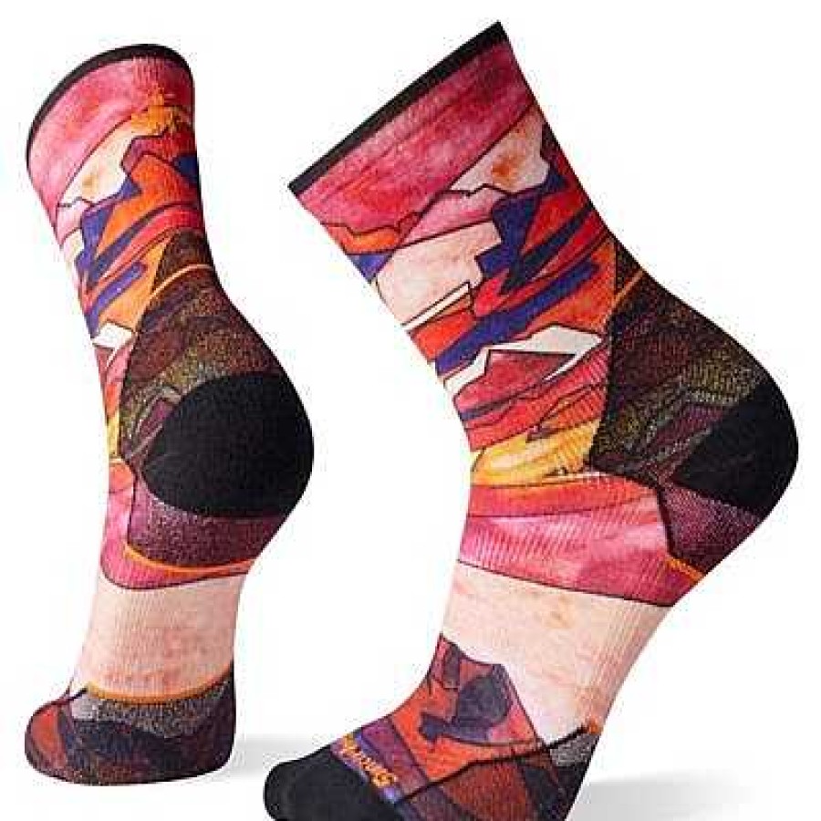 Men'S Smartwool Socks | Athlete Edition Run Printed Crew Socks For Men Tandoori Orange