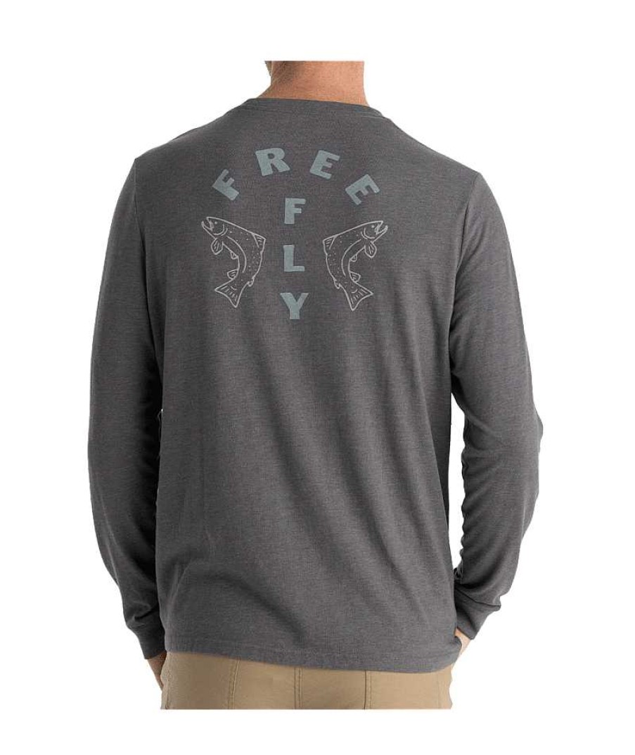 Men'S Free Fly Apparel T-Shirts | Doubled Up Long Sleeve Shirt For Men Heather Black Sand