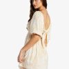 Women'S Roxy Dresses & Rompers | Satin Sands Mini Dress For Women Tapioca Crazy Hibiscus