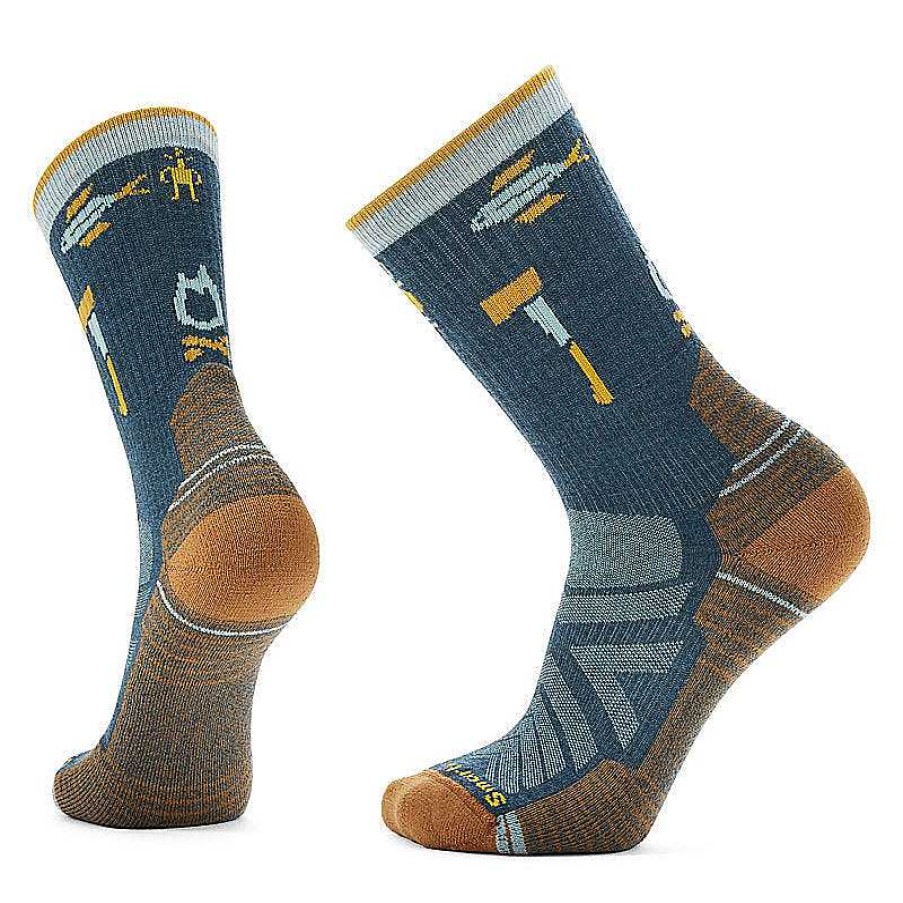 Men'S Smartwool Socks | Hike Light Cushion Camp Gear Crew Socks For Men Twilight Blue