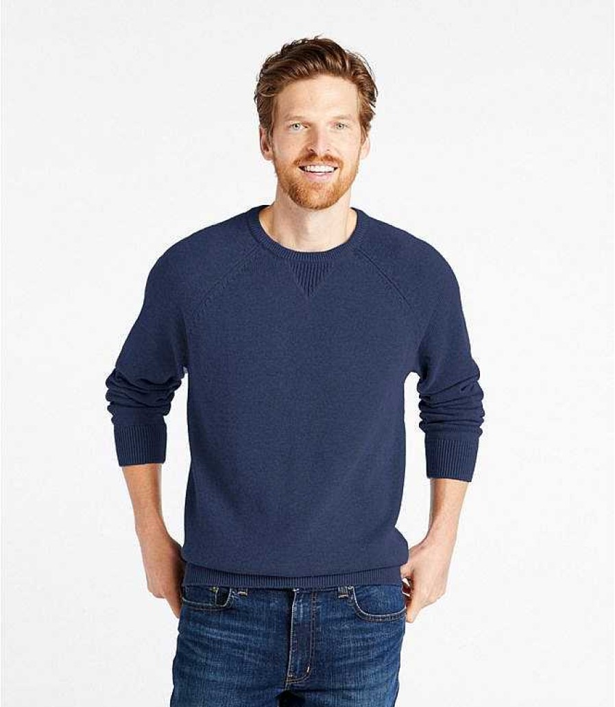 Men'S L.L.Bean Sweaters & Hoodies | Wicked Soft Cotton/ Cashmere Sweater, Crewneck For Men Classic Navy