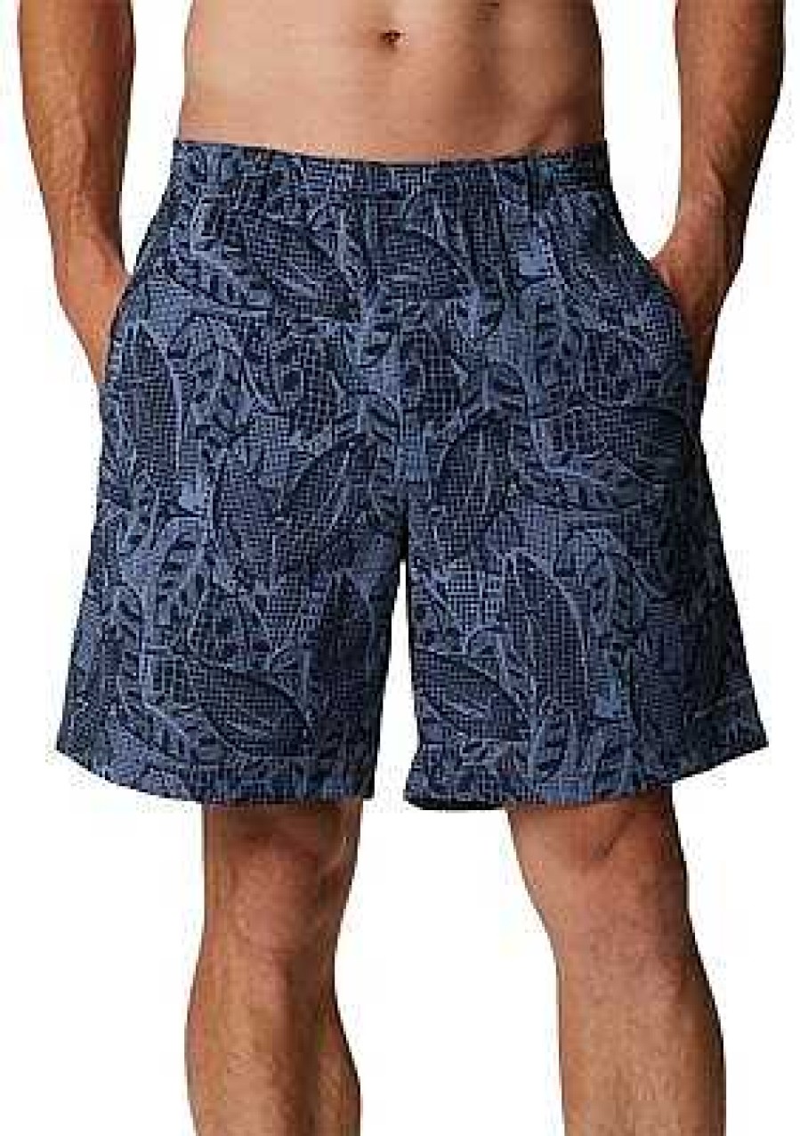 Men'S Columbia Sportswear Shorts | 8" Super Backcast Water Short For Men Collegiate Navy Crosshatched Tuna Print