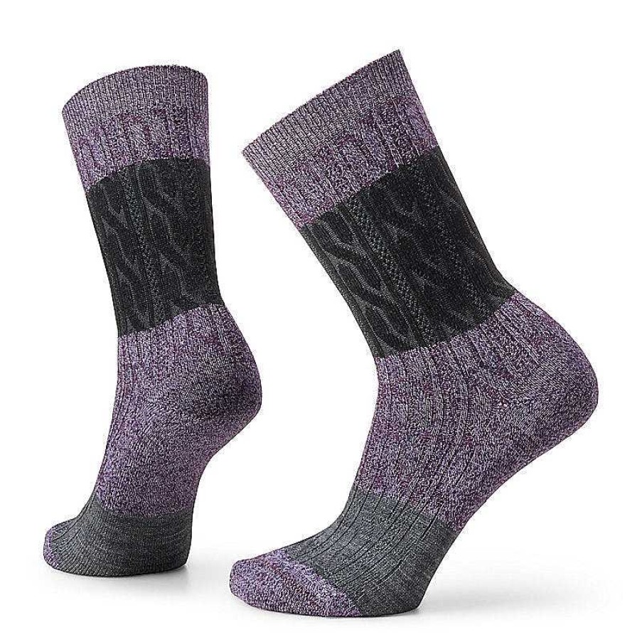 Women'S Smartwool Socks | Everyday Color Block Cable Zero Cushion Crew Socks For Women