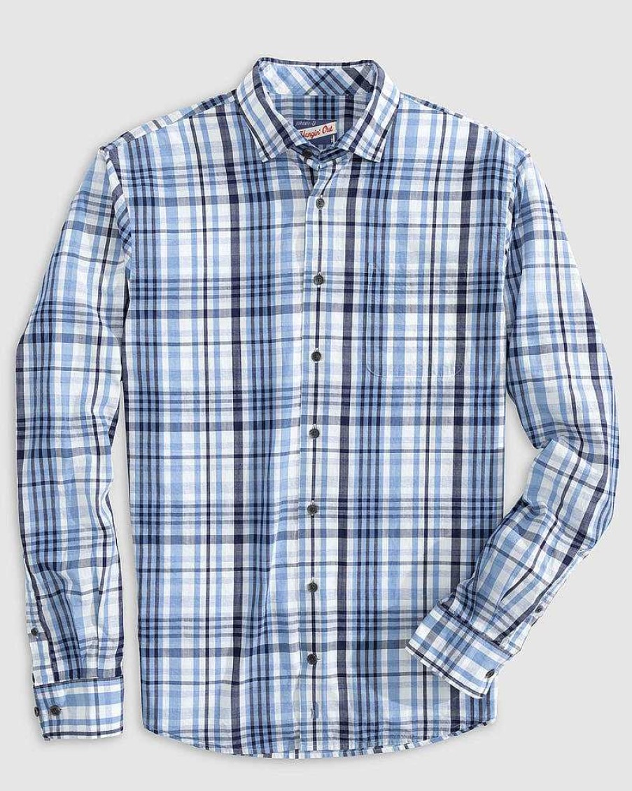 Men'S Johnnie-O Shirts | Blakely Hangin' Out Button Up Shirt For Men Gulf Blue