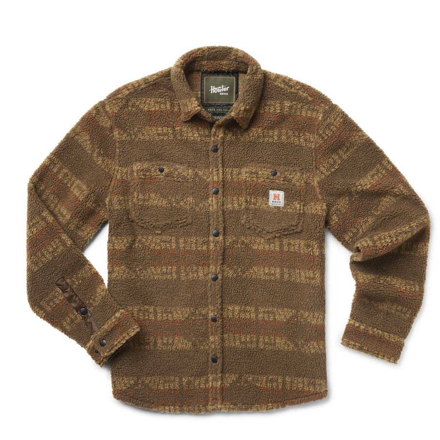 Men'S Howler Brothers Fleece | Allegheny Fleece Overshirt For Men Mescal Stripe : Earth