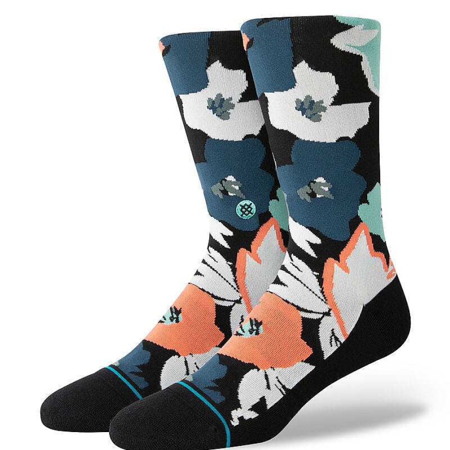 Men'S Stance Socks | Flower Beds Crew Socks Black