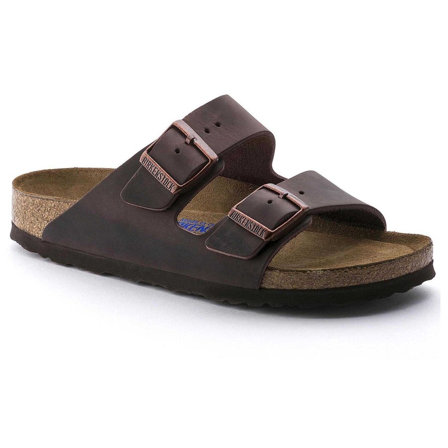 Footwear Birkenstock Sandals | Arizona Soft Footbed Oiled Leather Sandals For Men Habana