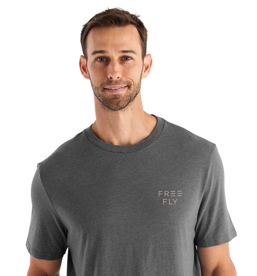 Men'S Free Fly Apparel T-Shirts | Redfish Camo Tee For Men Heather Black Sand