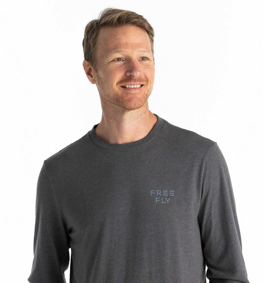 Men'S Free Fly Apparel T-Shirts | Low Light Long Sleeve Shirt For Men Heather Black Sand