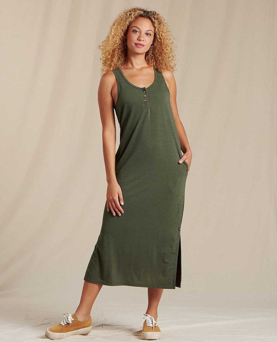 Women'S Toad&Co Dresses & Rompers | Piru Henley Midi Tank Dress For Women Beetle