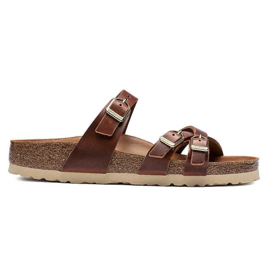 Footwear Birkenstock Sandals | Franca Oiled Leather Sandals For Women Cognac