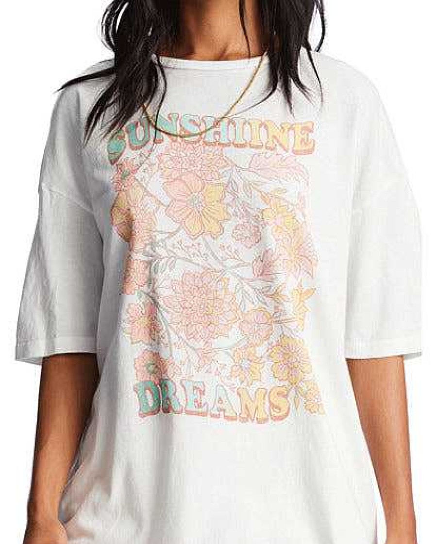 Women'S Billabong Shirts | Sunshine Dream Oversized T-Shirt Salt Crystal