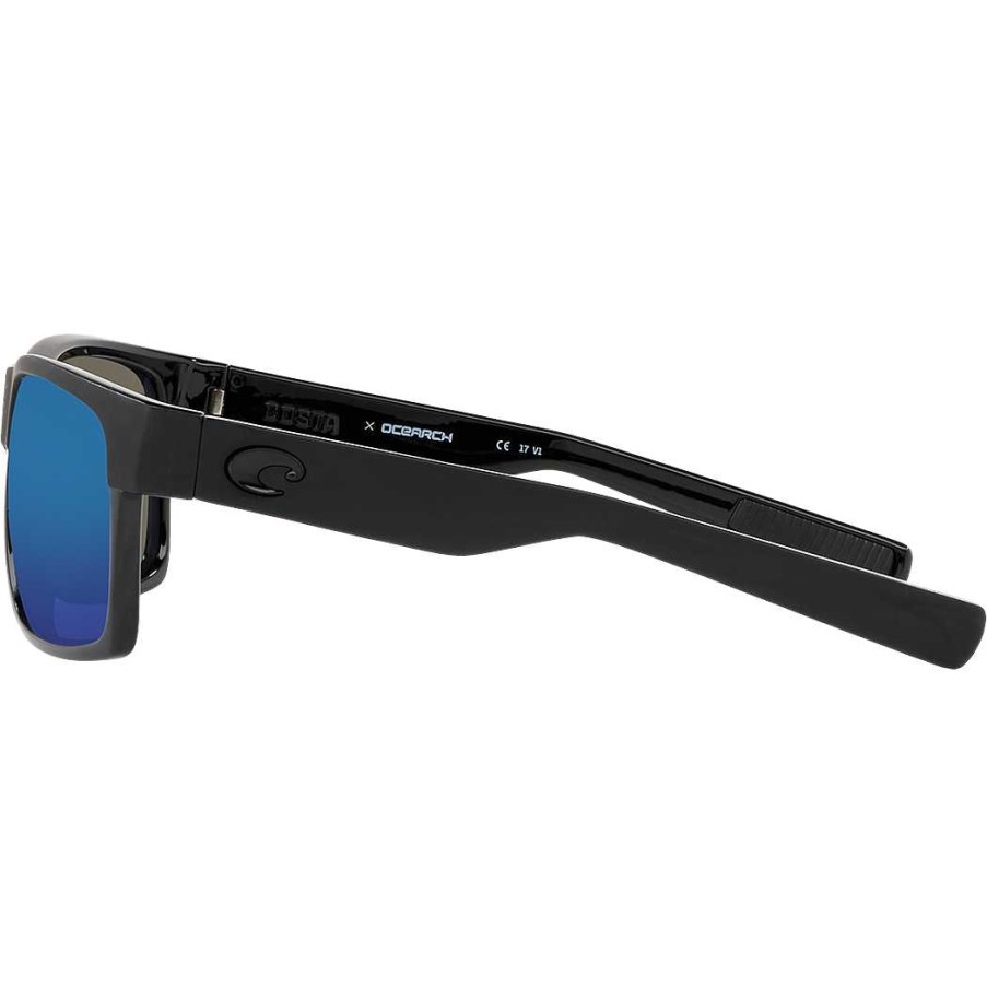 Men'S Costa Del Mar Sunglasses & Goggles | Half Moon Sunglasses Shiny Black Matte Black / Blue Mirror