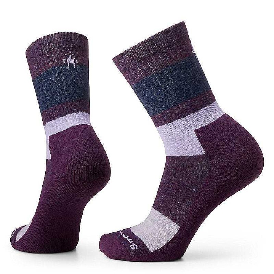 Men'S Smartwool Socks | Everyday Blocked Stripe Crew Socks For Men Purple Iris