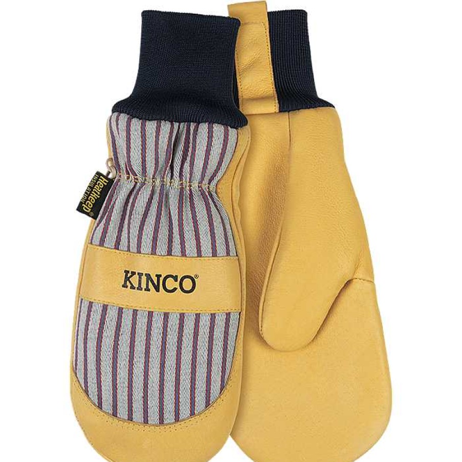 Men'S Kinco Gloves | Lined Premium Grain Pigskin Palm Mitt With Knit Wrist Otto Striped