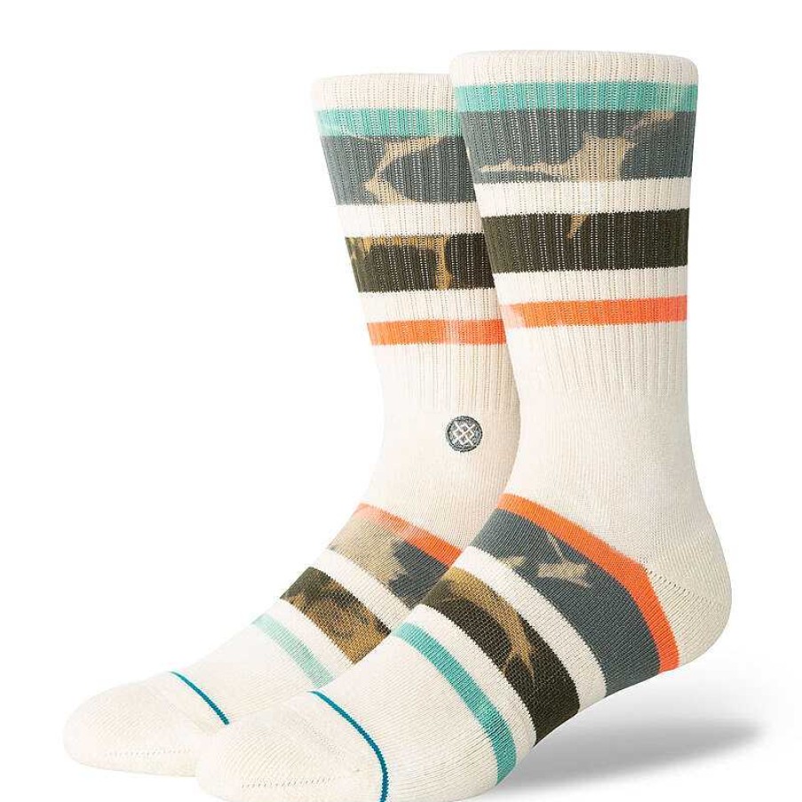 Men'S Stance Socks | Brong Crew Socks Vintage White