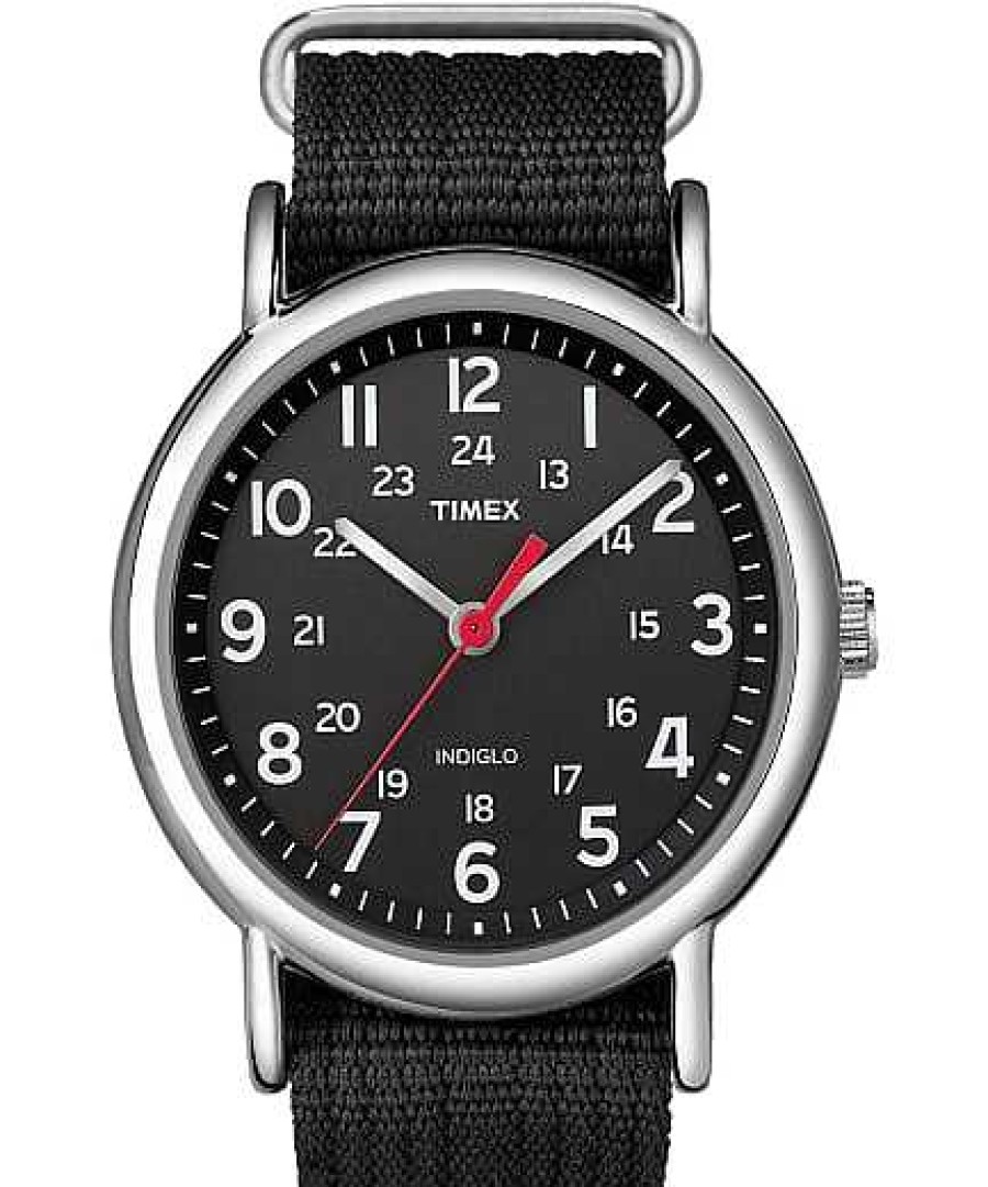 Men'S Timex Watches | Weekender 38Mm Fabric Strap Watch Black