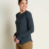 Women'S Toad&Co Shirts | Foothill Long Sleeve Crew For Women Midnight Stripe