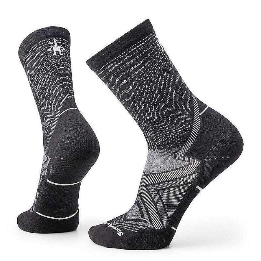 Men'S Smartwool Socks | Everyday Trail Run Targeted Cushion Crew Socks For Men Black-White