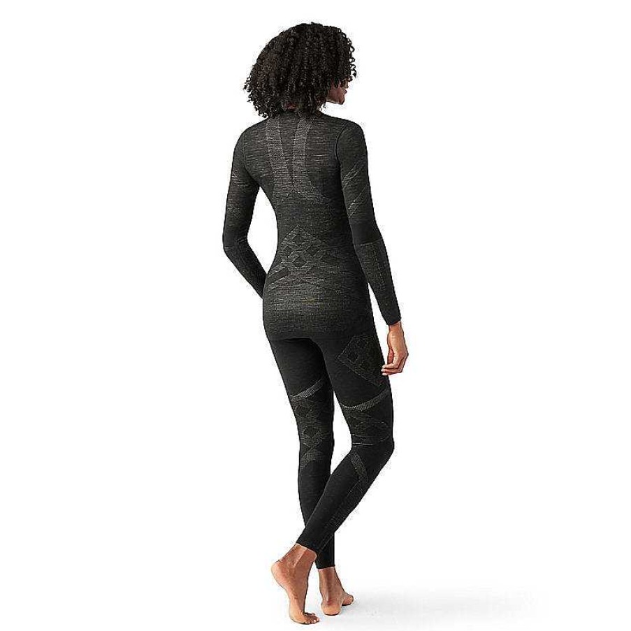 Women'S Smartwool Baselayers & Underwear | Intraknit Thermal Merino Base Layer Crew For Women Black-White