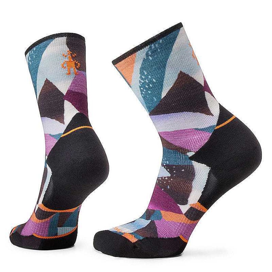 Women'S Smartwool Socks | Trail Run Targeted Cushion Mosaic Pieces Print Crew Socks For Women Black