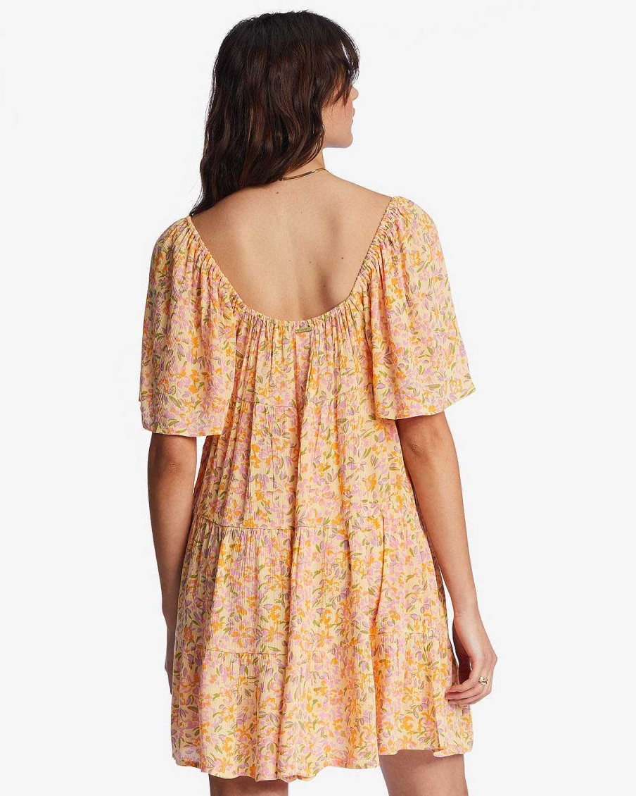 Women'S Billabong Dresses & Rompers | Take A Chance Babydoll Dress For Women Peach Punch