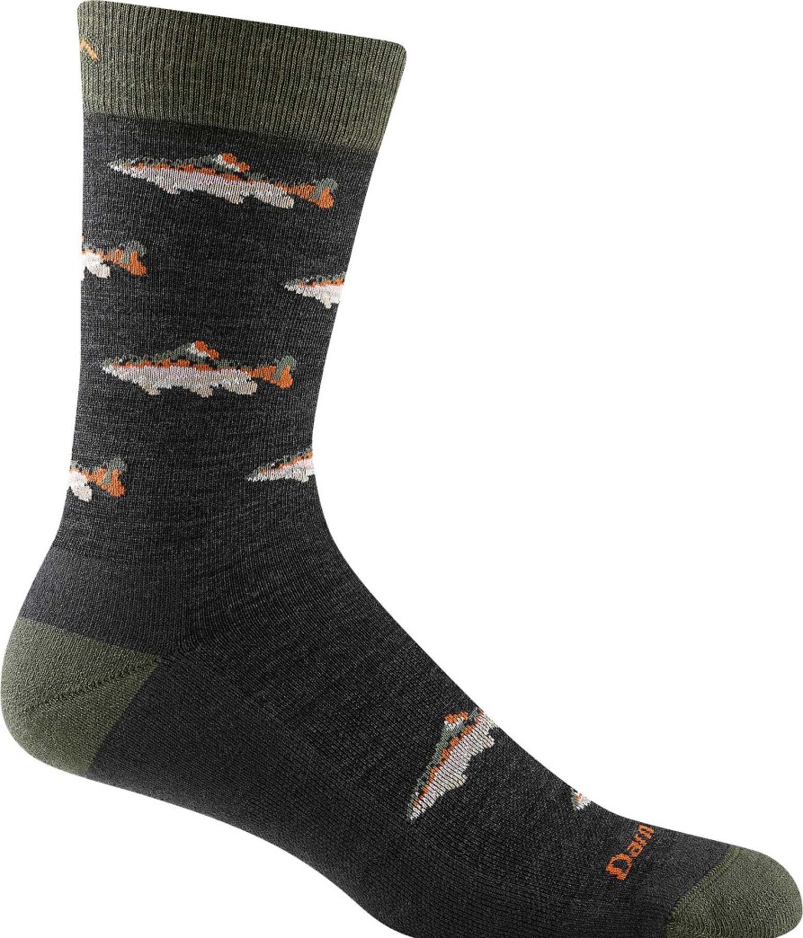 Men'S Darn Tough Socks | Spey Fly Crew Lightweight Lifestyle Socks For Men Charcoal