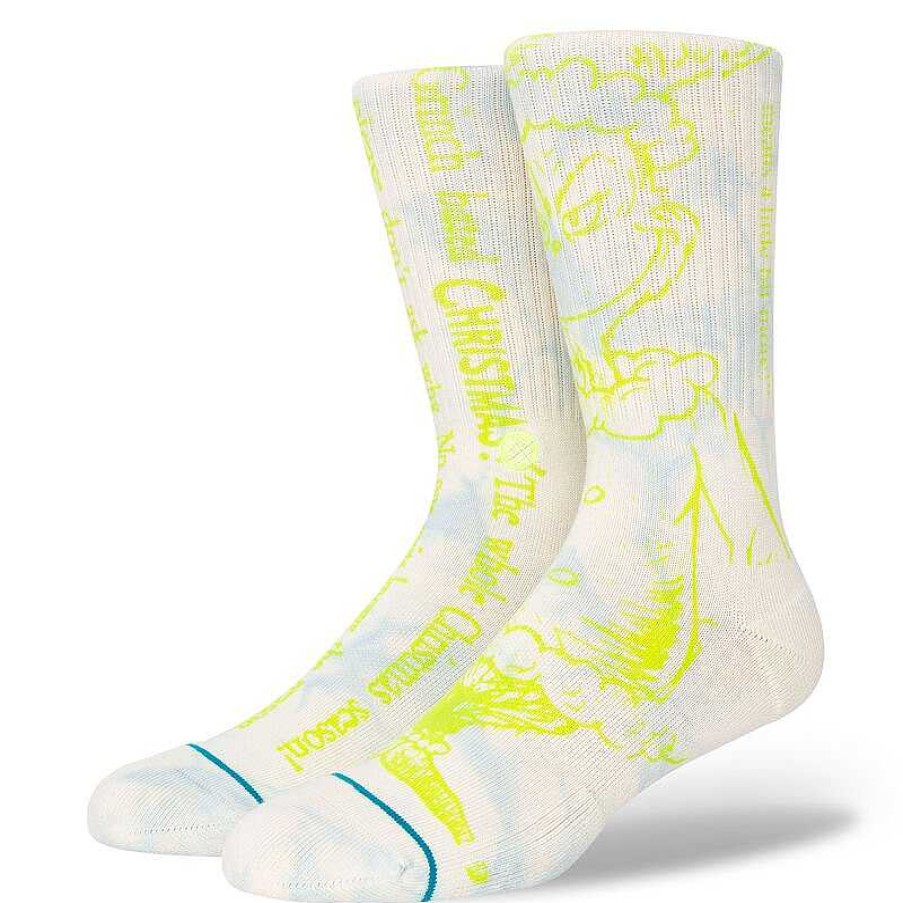 Men'S Stance Socks | Merry Grinchmas Crew Socks For Men Off White