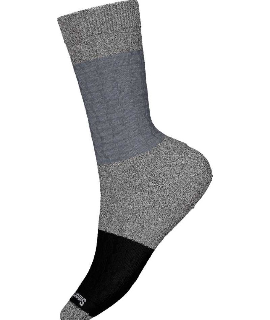 Women'S Smartwool Socks | Everyday Color Block Cable Crew Socks For Women Charcoal