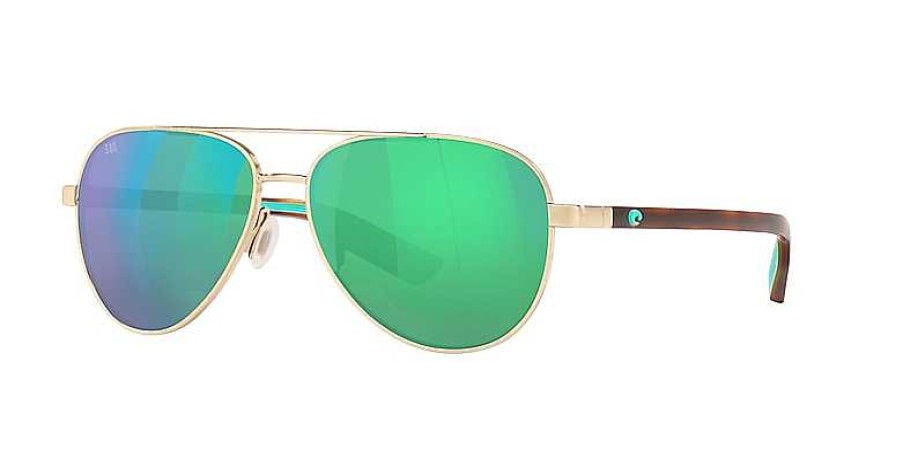 Men'S Costa Del Mar Sunglasses & Goggles | Peli Polarized Sunglasses Brushed Gold-Green Mirror Polarized Glass