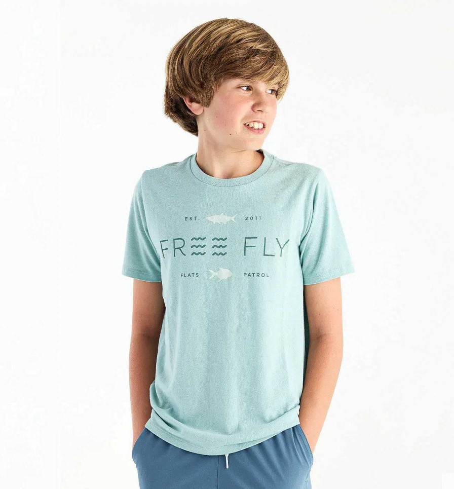 Kids' Free Fly Apparel Tops | Tropic Hangout Tee For Youth Heather Ocean Mist