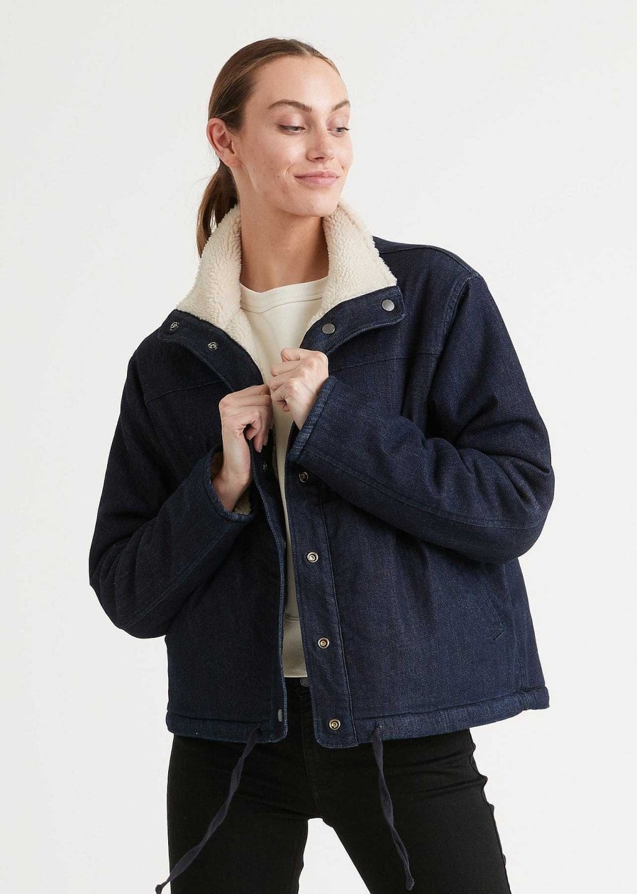 Women'S DUER Casual | Performance Denim Reversible Sherpa Jacket For Women Rinse