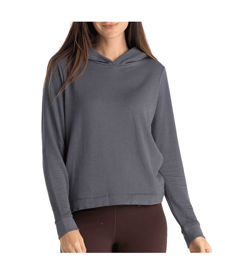 Women'S Free Fly Apparel Sweaters & Hoodies | Bamboo Lightweight Fleece Cropped Hoodie For Women