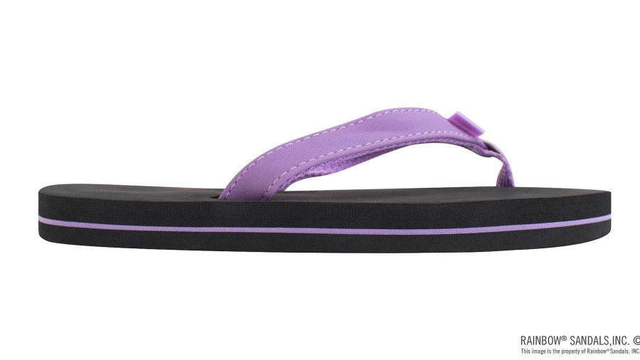 Footwear Rainbow Sandals | Grombows Narrow Strap Sandals For Kids Purple/Black