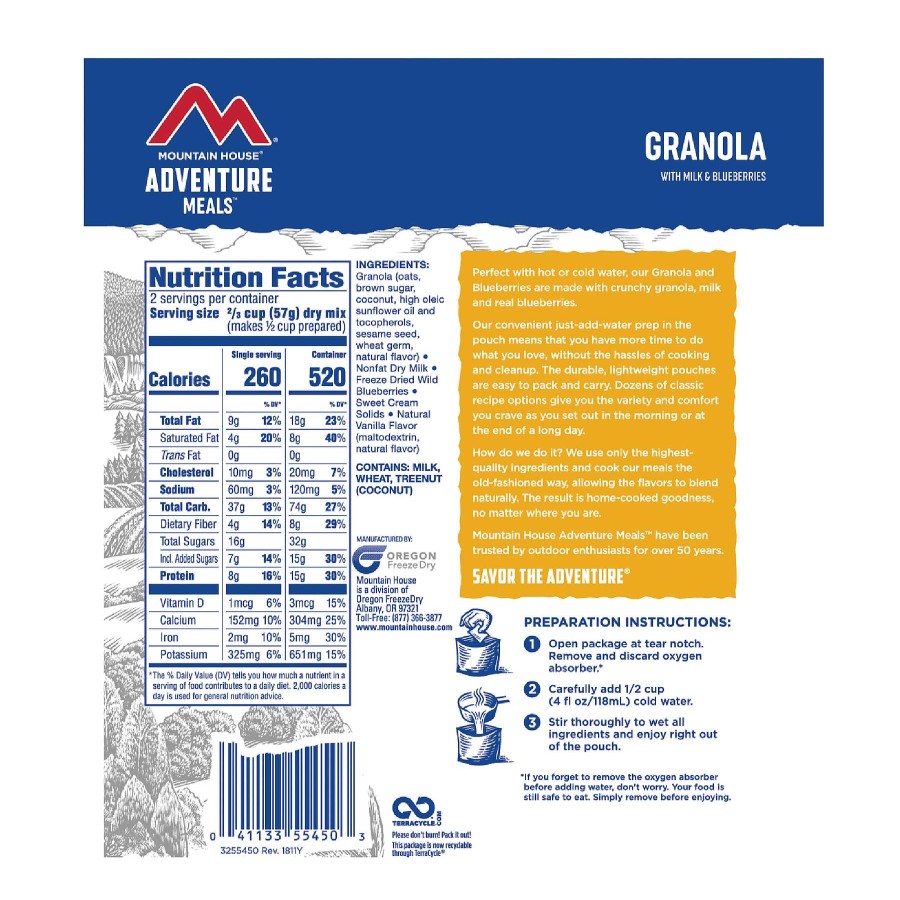 Gear Mountain House Food | Granola With Milk And Blueberries One Color