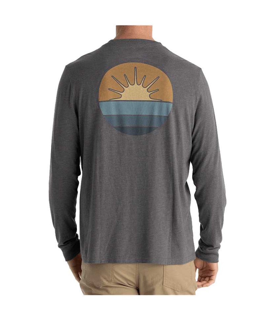 Men'S Free Fly Apparel T-Shirts | Low Light Long Sleeve Shirt For Men Heather Black Sand