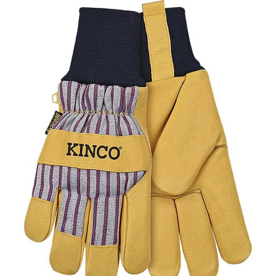 Men'S Kinco Gloves | Lined Premium Grain Pigskin Palm With Knit Wrist Otto Striped