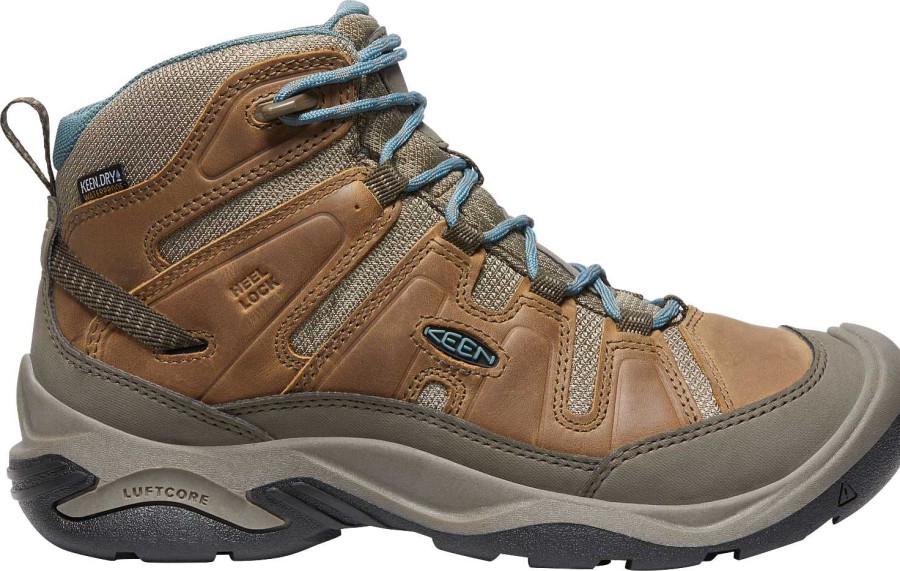 Footwear Keen Boots | Circadia Mid-Top Waterproof Hiking Boot For Women Toasted Coconut/North Atlantic