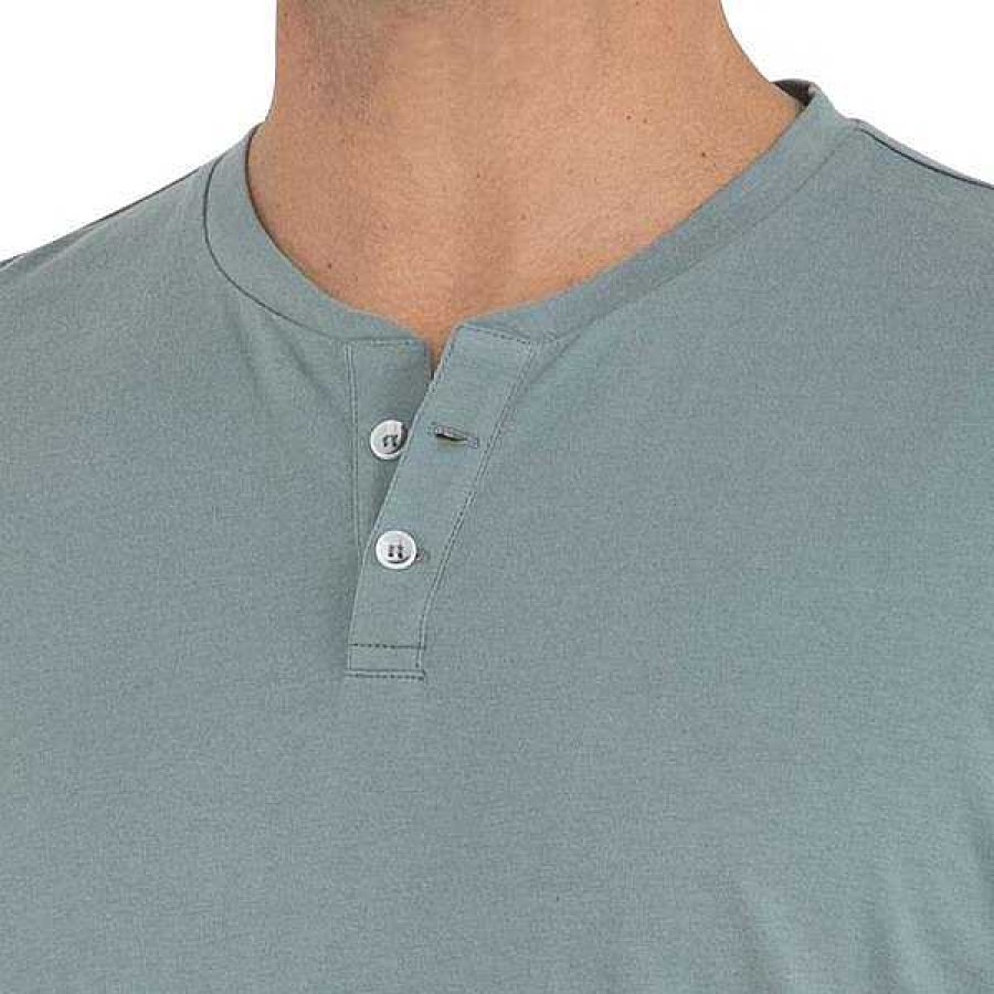 Men'S Free Fly Apparel Shirts | Heritage Short Sleeve Henley For Men Sabal Green