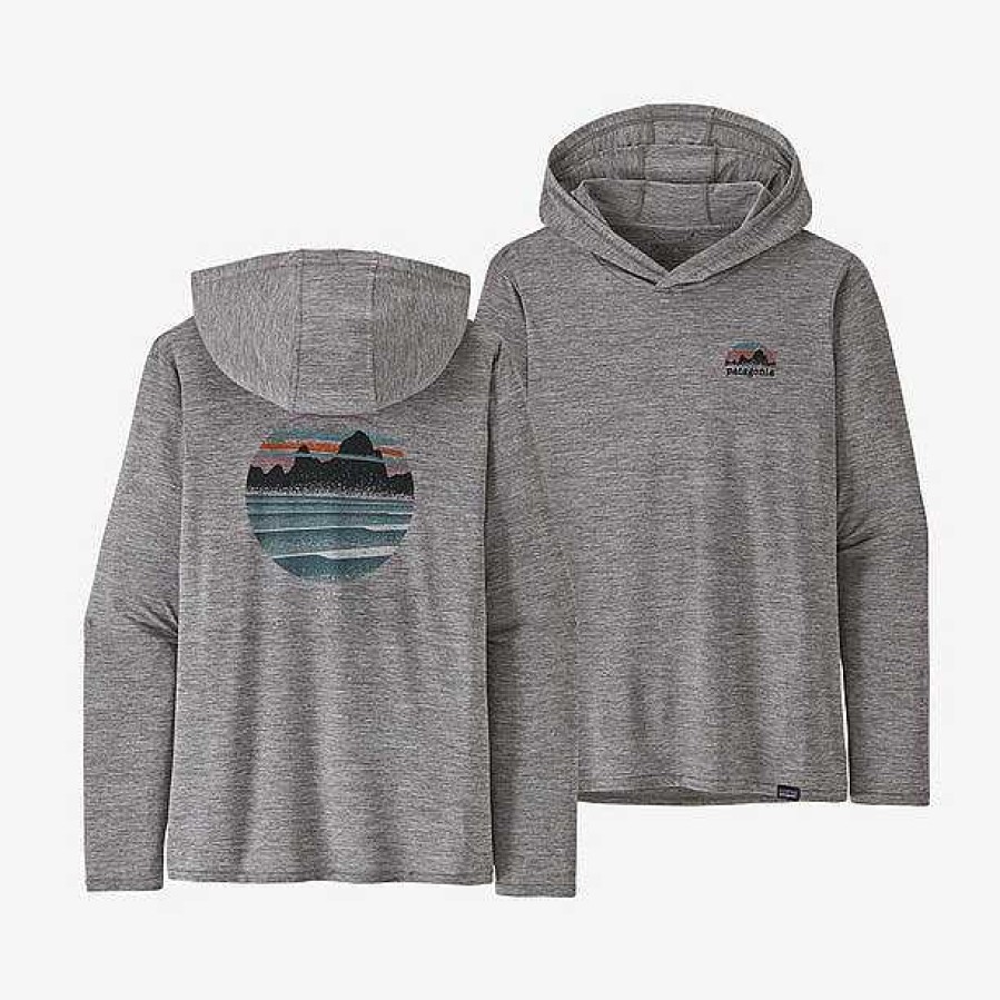 Women'S Patagonia Performance Shirts | Capilene Cool Daily Graphic Hoody For Women Skyline Stencil: Feather Grey