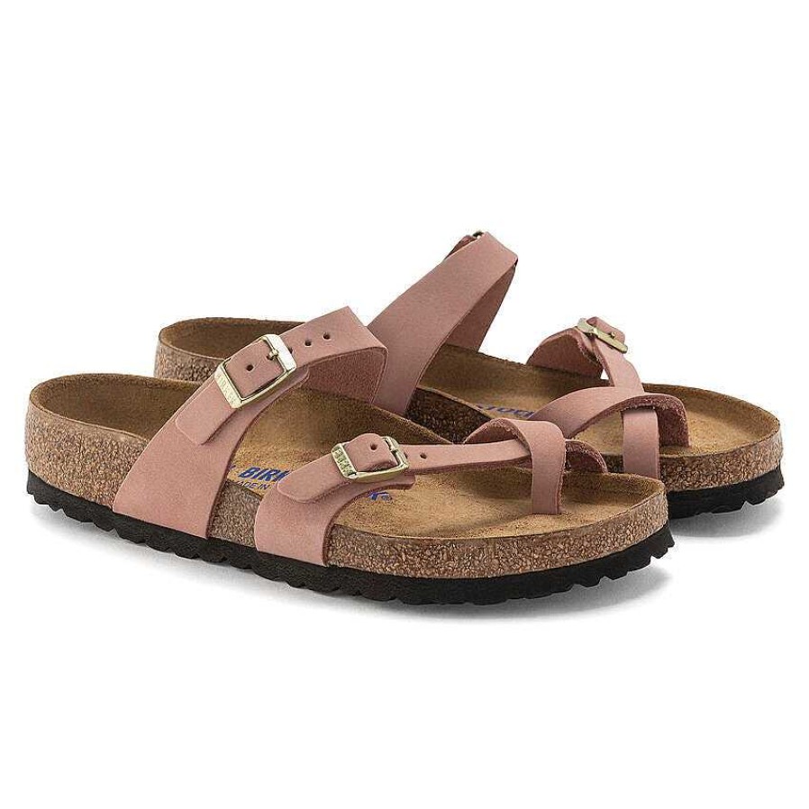 Footwear Birkenstock Sandals | Mayari Soft Footbed Nubuck Leather Sandals For Women Old Rose