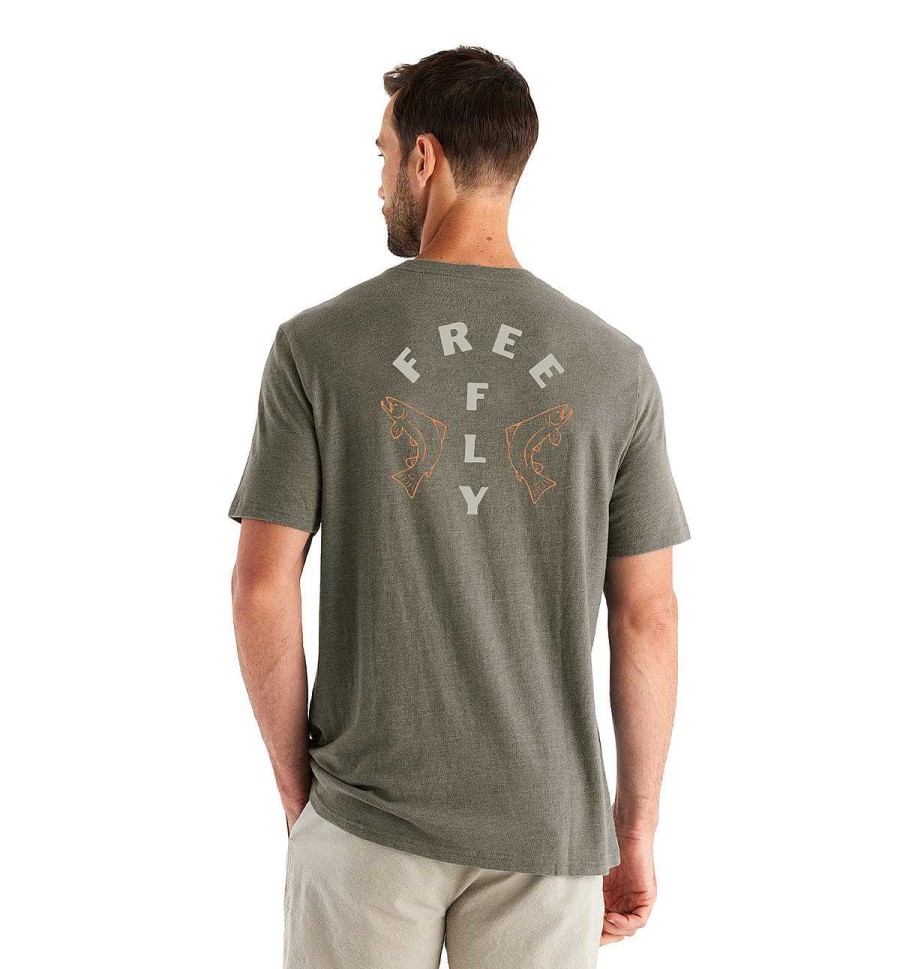 Men'S Free Fly Apparel T-Shirts | Doubled Up Tee For Men Heather Fatigue