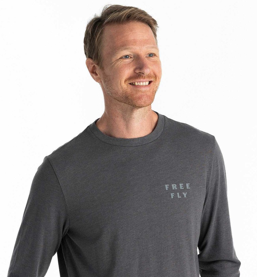 Men'S Free Fly Apparel T-Shirts | Doubled Up Long Sleeve Shirt For Men Heather Black Sand