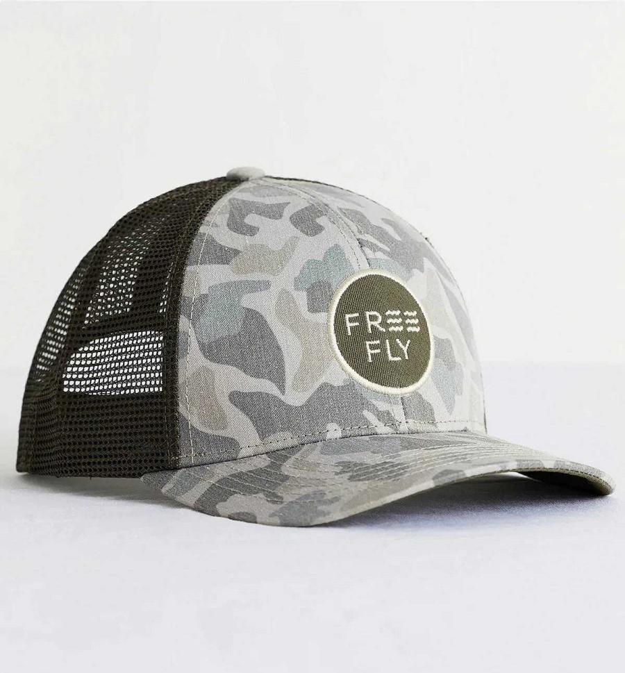 Men'S Free Fly Apparel Head & Neckwear | Camo Trucker Hat