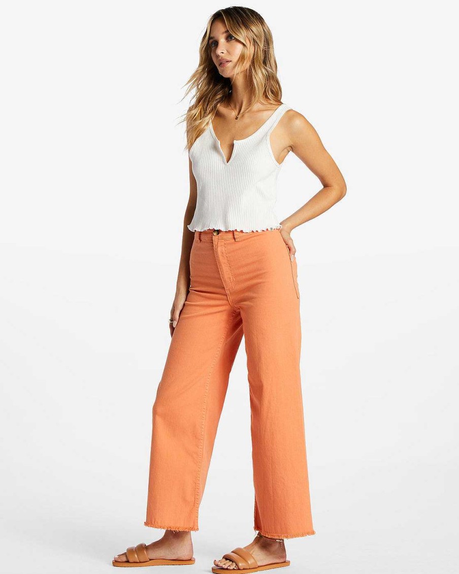 Women'S Billabong Pants | Free Fall High-Waist Pants For Women Orange Kiss