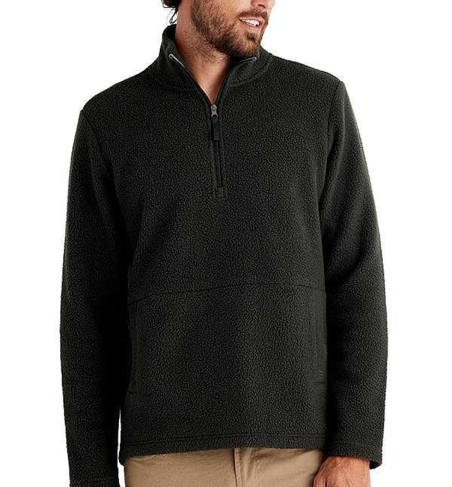 Men'S Free Fly Apparel Fleece | Bamboo Sherpa Fleece Quarter Zip For Men Onyx