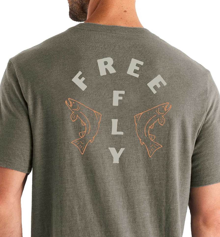 Men'S Free Fly Apparel T-Shirts | Doubled Up Tee For Men Heather Fatigue