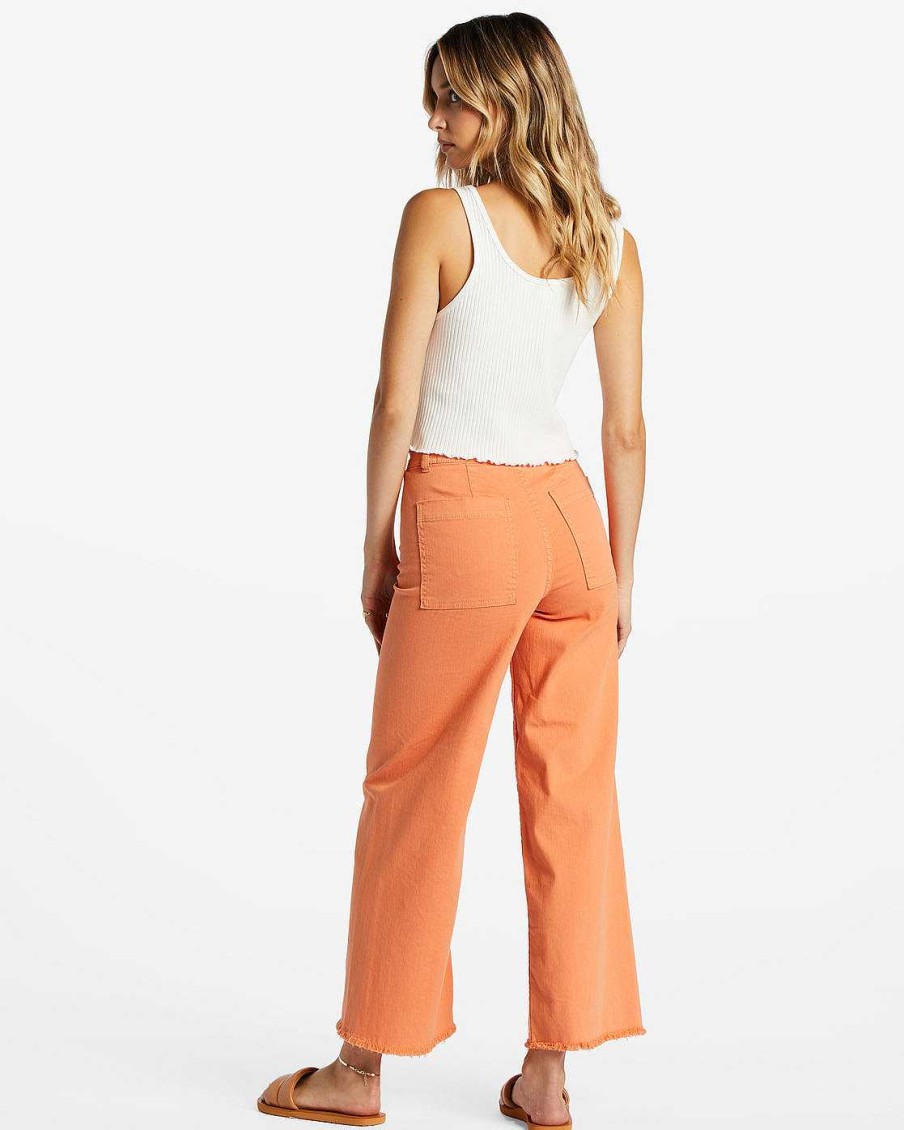 Women'S Billabong Pants | Free Fall High-Waist Pants For Women Orange Kiss