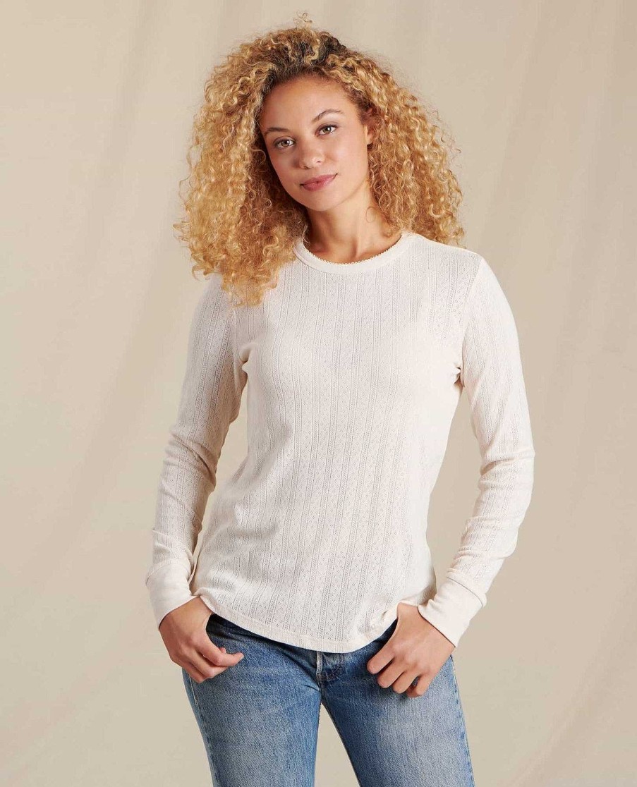 Women'S Toad&Co Shirts | Foothill Pointelle Long Sleeve Crew For Women Salt