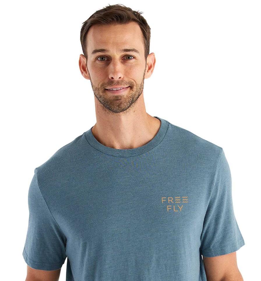 Men'S Free Fly Apparel T-Shirts | Elevation Tee For Men Heather Slate Blue